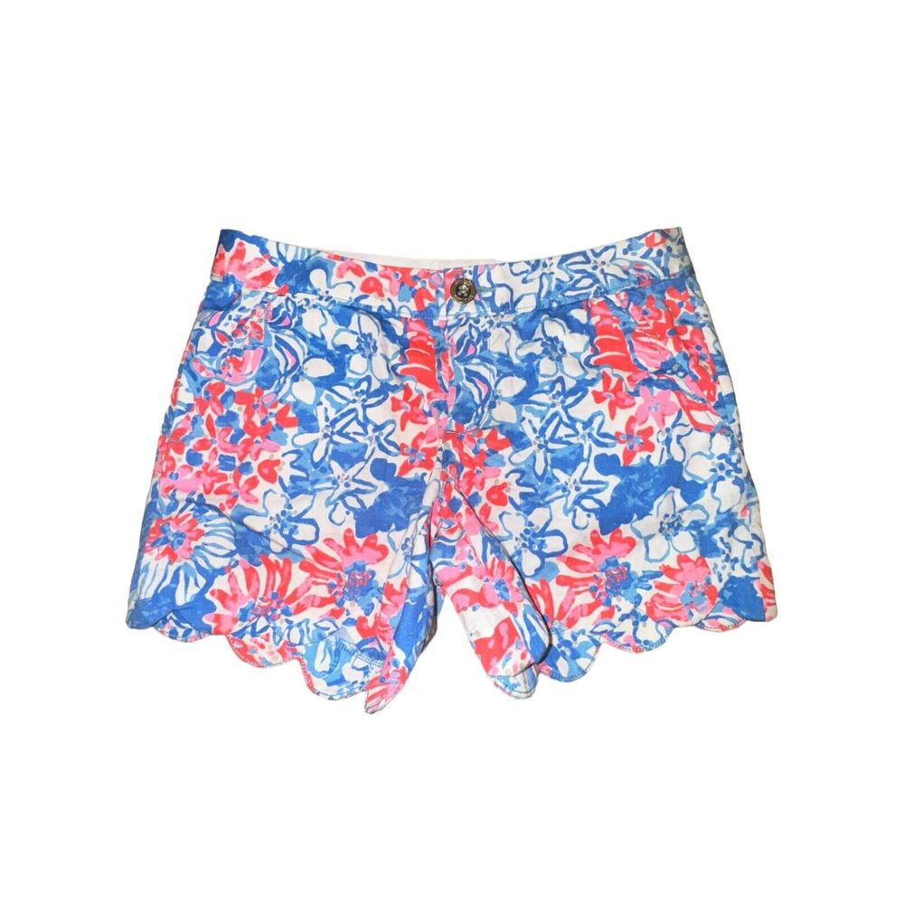 Lilly Pulitzer The Buttercup Short Women's 00 Pop Pop Glow Pockets Scallop Hem